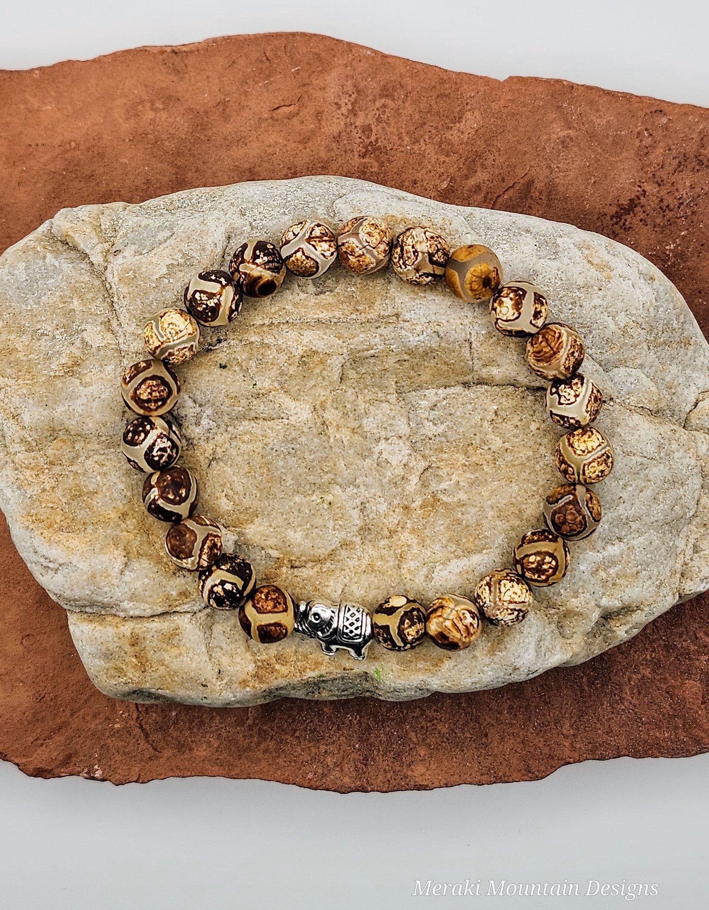 Brown Lattice Agate (dZi) 8mm
