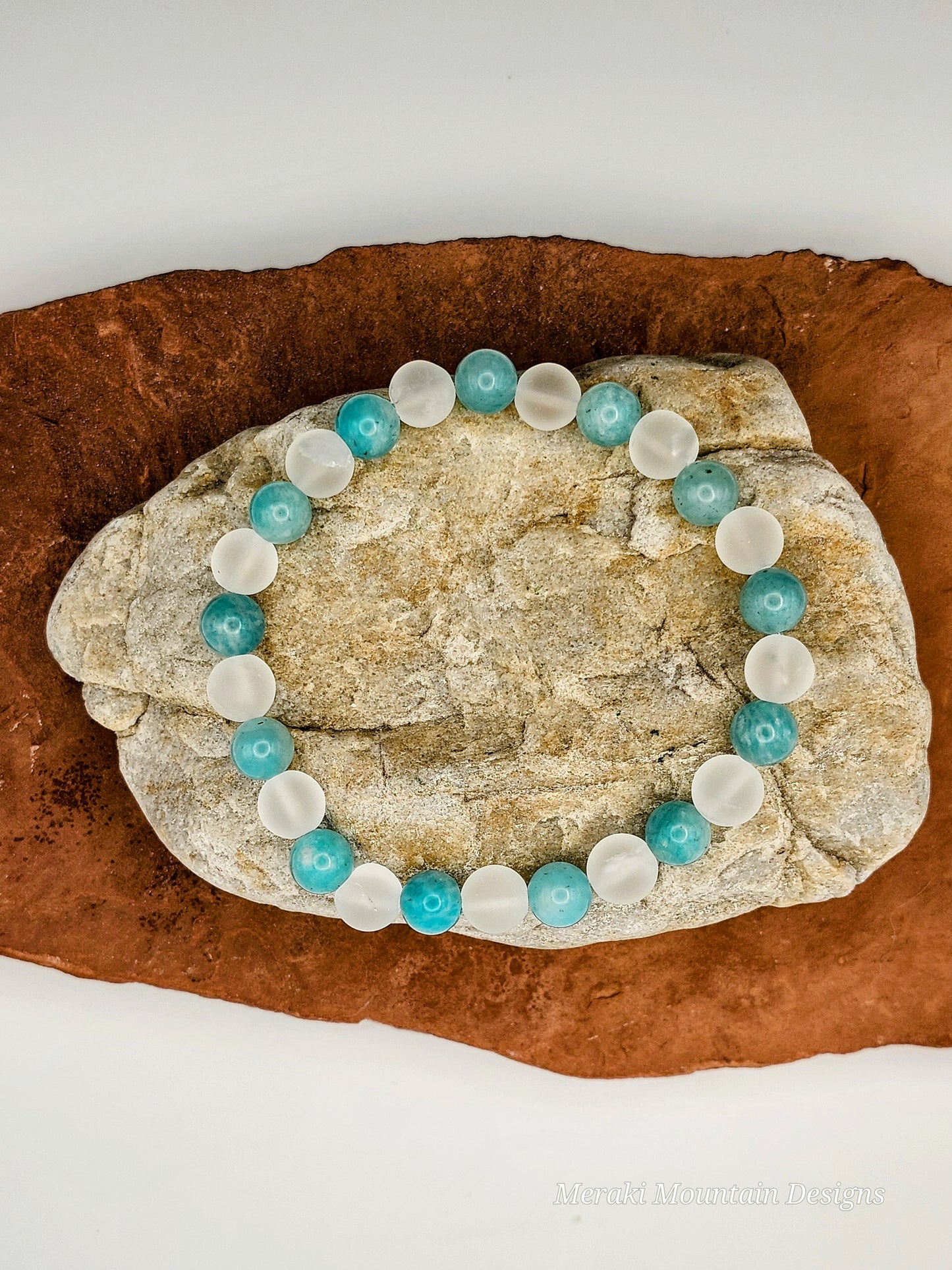 Peruvian Amazonite + Rock Quartz 8mm