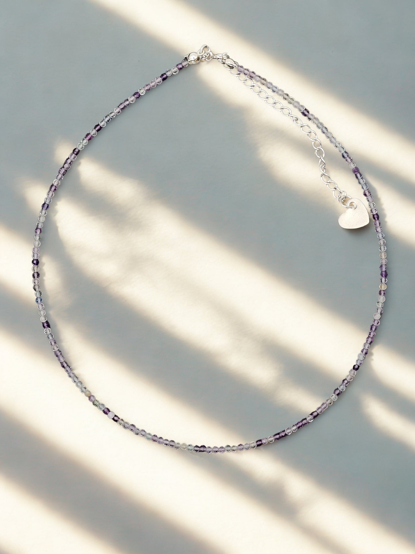 Rainbow Fluorite 2mm Multifaceted Micro Minimalist Necklace