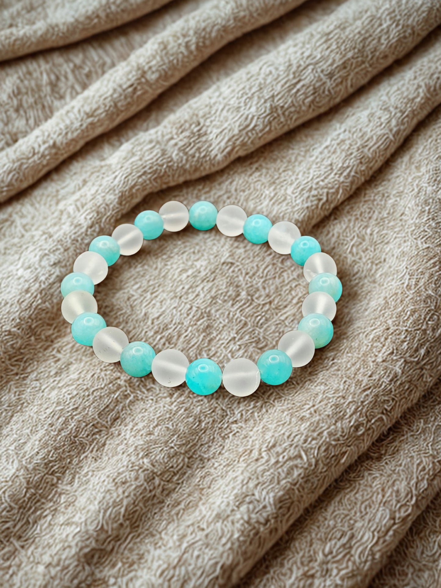 Peruvian Amazonite + Rock Quartz 8mm