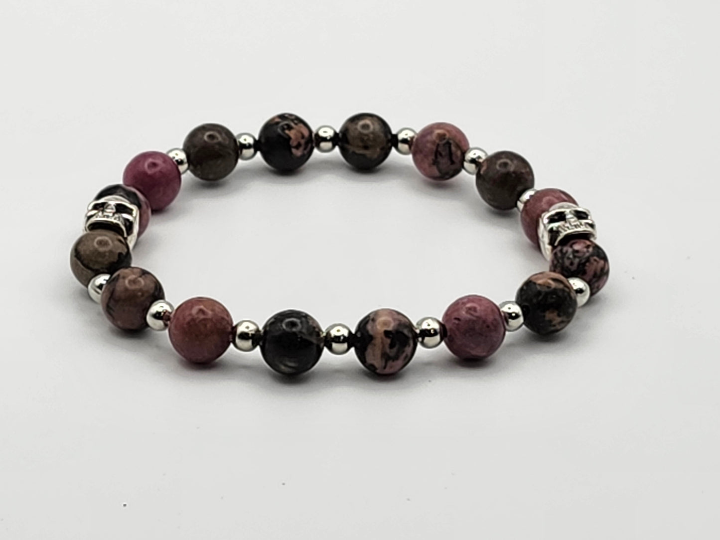 Rhodonite + Skull Beads