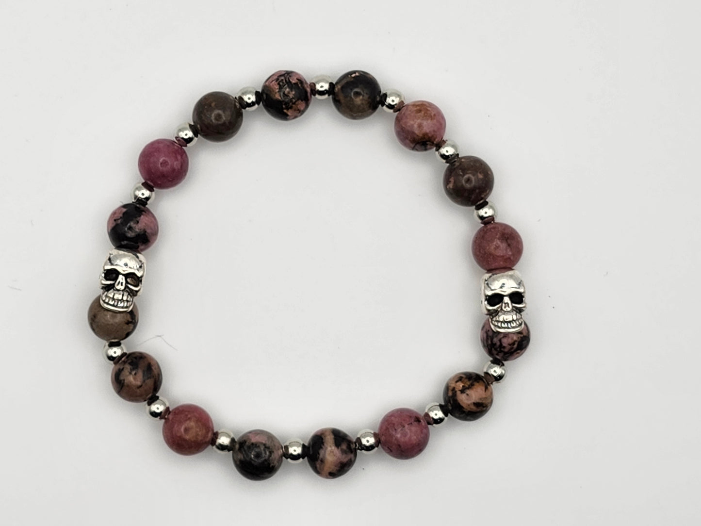 Rhodonite + Skull Beads