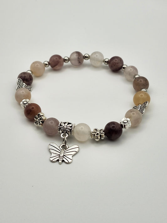 Botswana Agate + Butterfly Charm