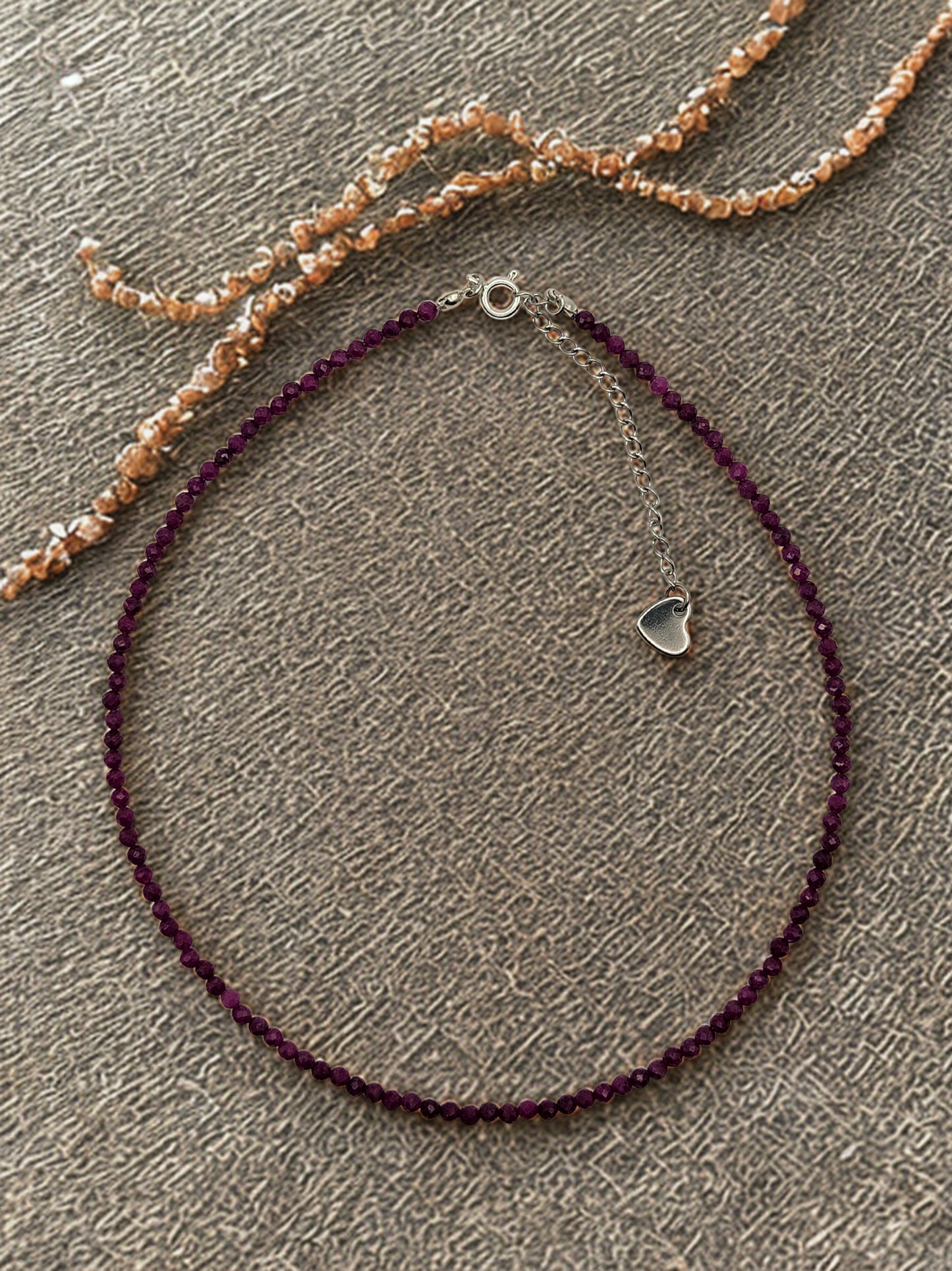 Ruby 3mm microfaceted necklace